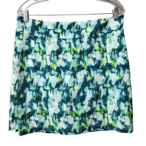Lija Blue Green Brushstroke Abstract Print Golf Skort - Size 10
